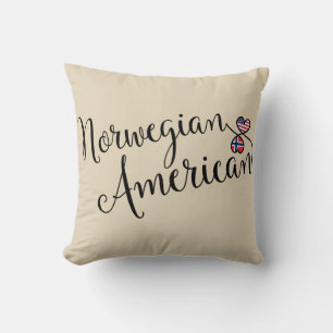 Norwegian American Entwined Hearts Throw Cushion