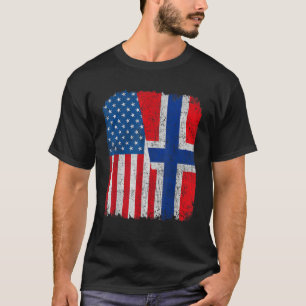 Norwegian American Flag Half USA Norway Root Proud T-Shirt