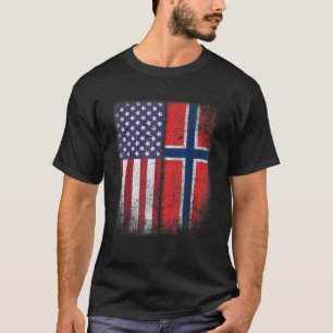 Norwegian American Flag Norway Usa Norge Gift T Sh T-Shirt