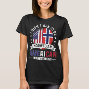 Norwegian American Flags Pride Norway Flag T-Shirt