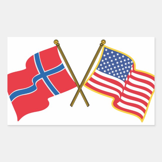 Norwegian American Flags Rectangular Sticker (Front)