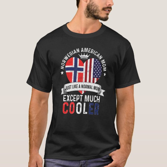 Norwegian American Mum Mothers Day Mama Norway Fla T-Shirt (Front)