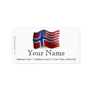 Norwegian-American Waving Flag Label