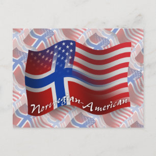 Norwegian-American Waving Flag Postcard