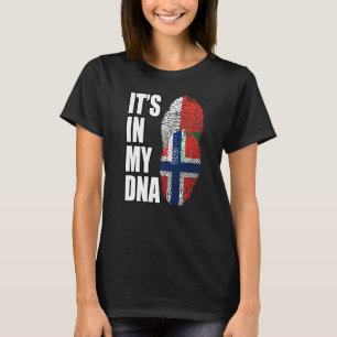 Norwegian And Malagasy Mix DNA Heritage Flag T-Shirt