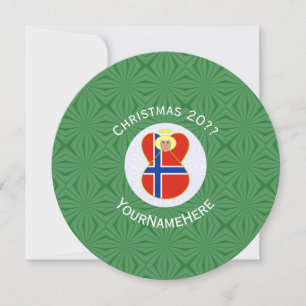 Norwegian Angel Flag Christmas Personalise Round Invitation