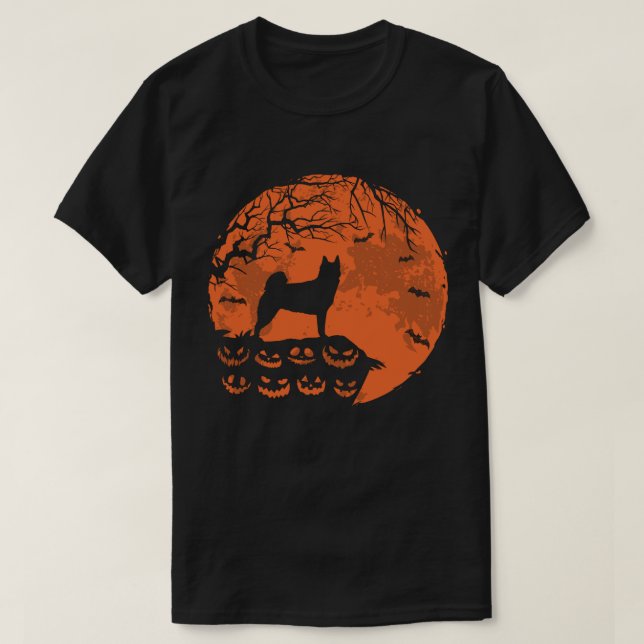 Norwegian Buhund And Moon Halloween Dog Lover Gift T-Shirt (Design Front)