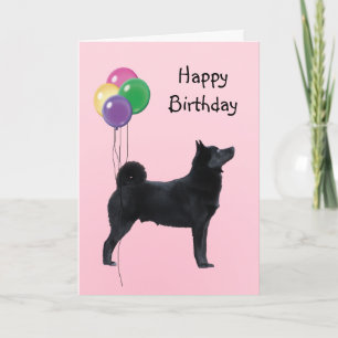 Norwegian Buhund, Birthday Balloons Card