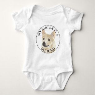 Norwegian Buhund Dog Big Sister Baby Bodysuit