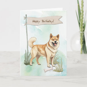 Norwegian Buhund Dog Breed Under Birthday Sign Card