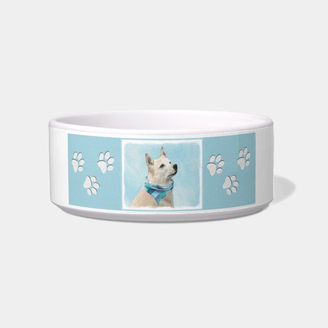 Norwegian Buhund Painting - Cute Original Dog Art Bowl (Right)