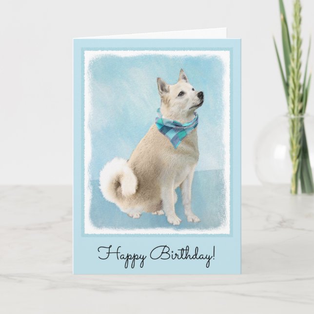Norwegian Buhund Painting - Cute Original Dog Art Card (Front)