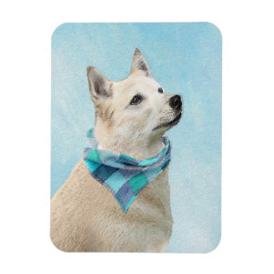 Norwegian Buhund Painting - Cute Original Dog Art Magnet