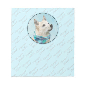 Norwegian Buhund Painting - Cute Original Dog Art Notepad