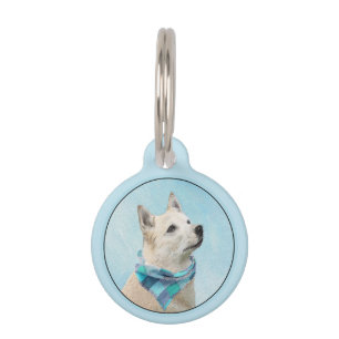 Norwegian Buhund Painting - Cute Original Dog Art Pet Tag