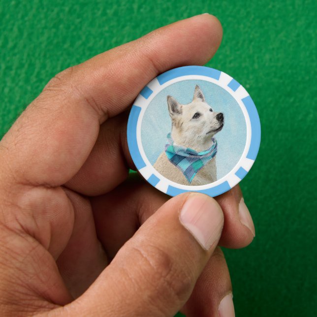 Norwegian Buhund Painting - Cute Original Dog Art Poker Chips (Hand)