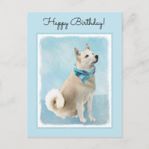 Norwegian Buhund Painting - Cute Original Dog Art Postcard