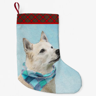 Norwegian Buhund Painting - Cute Original Dog Art Small Christmas Stocking
