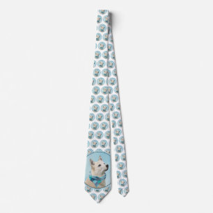 Norwegian Buhund Painting - Cute Original Dog Art Tie