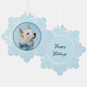 Norwegian Buhund Painting - Cute Original Dog Art Tree Decoration Card