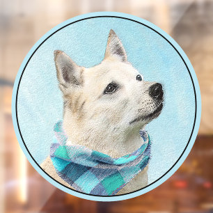 Norwegian Buhund Painting - Cute Original Dog Art Window Cling