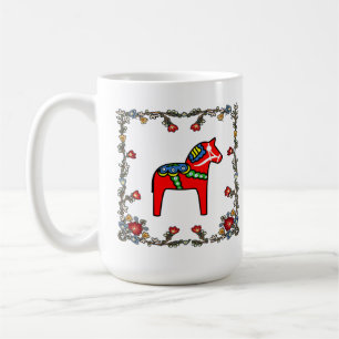 Norwegian Bunad Floral with Dala Horse Coffee Mug