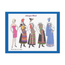 Norwegian Bunad Paper Doll Postcard
