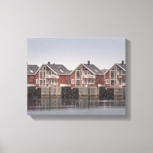 Norwegian cabins in the snow canvas print