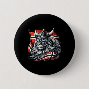 Norwegian Cat Viking Norway Flag 6 Cm Round Badge