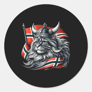 Norwegian Cat Viking Norway Flag  Classic Round Sticker