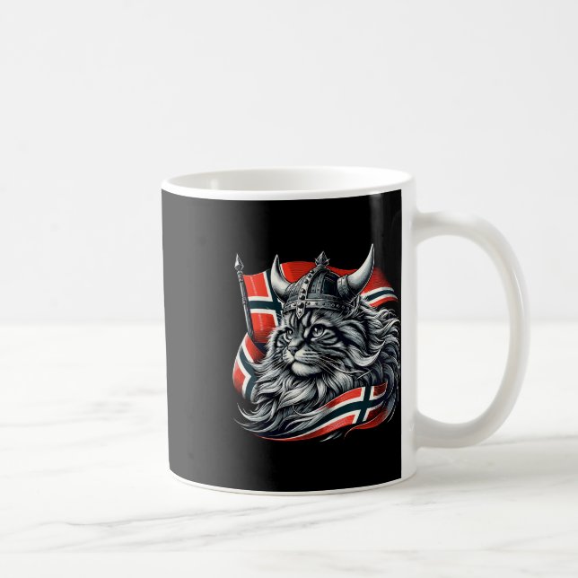 Norwegian Cat Viking Norway Flag  Coffee Mug (Right)