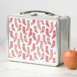 Norwegian Christmas Stockings Pattern Metal Lunch Box