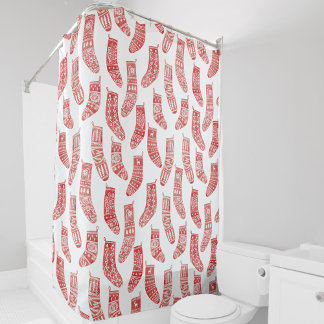 Norwegian Christmas Stockings Pattern Shower Curtain