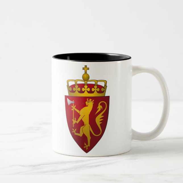 Norwegian Coat of Arms Lion in Red and Gold Two-Tone Coffee Mug (Right)