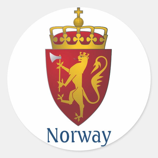 Norwegian Coat of Arms Scandinavian Heraldry Classic Round Sticker (Front)