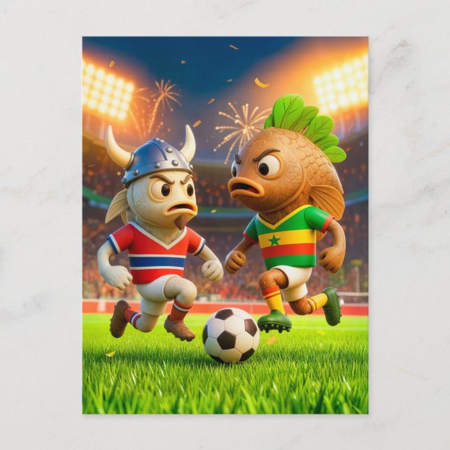 Norwegian cod versus Senegal thieboudienne fish so Postcard (Front)