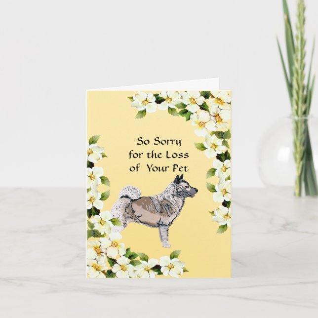 Norwegian Elkhound and Dogwood - Sympathy Card (Front)