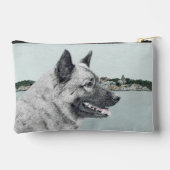 Norwegian Elkhound and Village Painting Dog Art Accessory Pouch (Back)