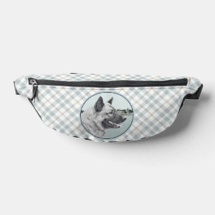 Norwegian Elkhound and Village Painting Dog Art Bum Bags
