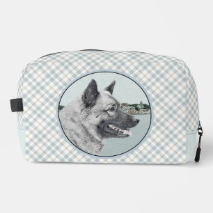 Norwegian Elkhound and Village Painting Dog Art Dopp Kit