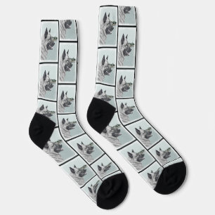 Norwegian Elkhound and Village Painting Dog Art Socks