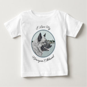 Norwegian Elkhound at Village Painting - Dog Art Baby T-Shirt