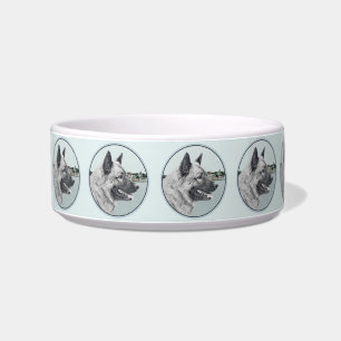 Norwegian Elkhound at Village Painting - Dog Art Bowl