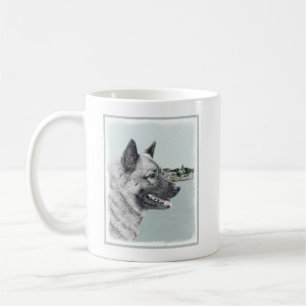 Norwegian Elkhound at Village Painting - Dog Art Coffee Mug