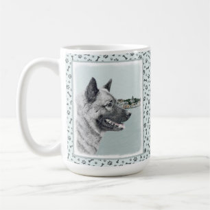 Norwegian Elkhound at Village Painting - Dog Art Coffee Mug