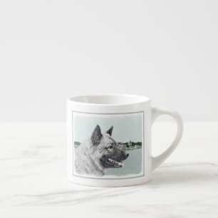 Norwegian Elkhound at Village Painting - Dog Art Espresso Cup