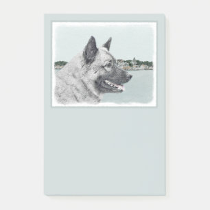 Norwegian Elkhound at Village Painting - Dog Art Post-it Notes
