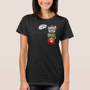 Norwegian Elkhound Christmas Merry Woofmas In Pock T-Shirt