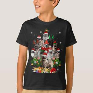 Norwegian Elkhound Christmas Tree Lights Funny Dog T-Shirt