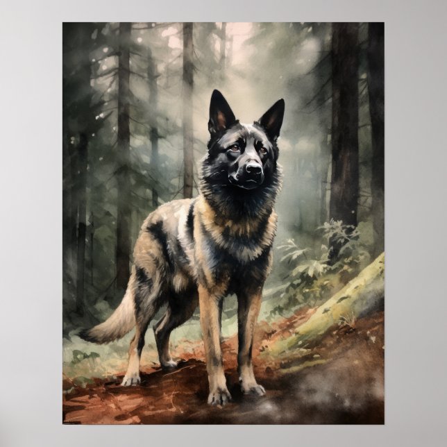 Norwegian Elkhound Dog Art Print Poster (Front)
